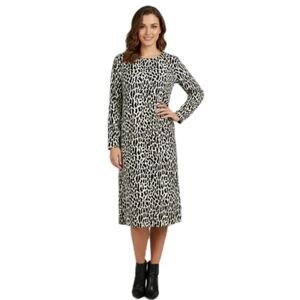 Loft Petites Women's Leopard Animal Print Long Sleeve Midi Sweater Dress MP